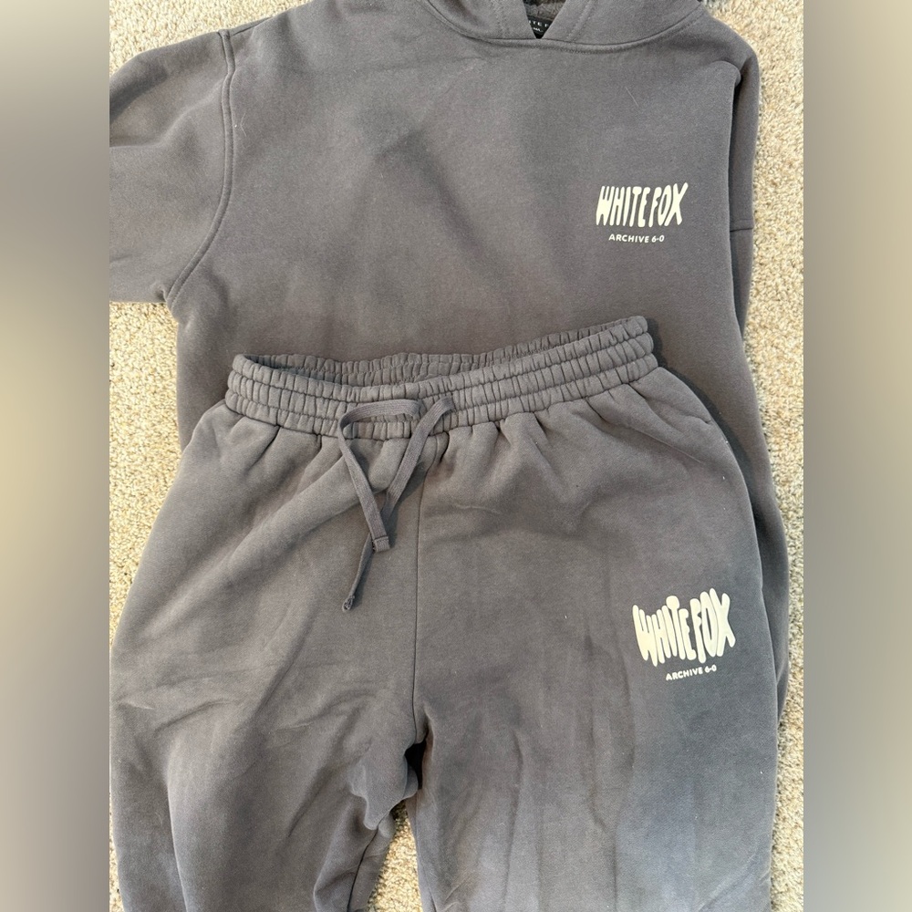 White Fox Boutique Dark Gray Hoodie and Joggers Set